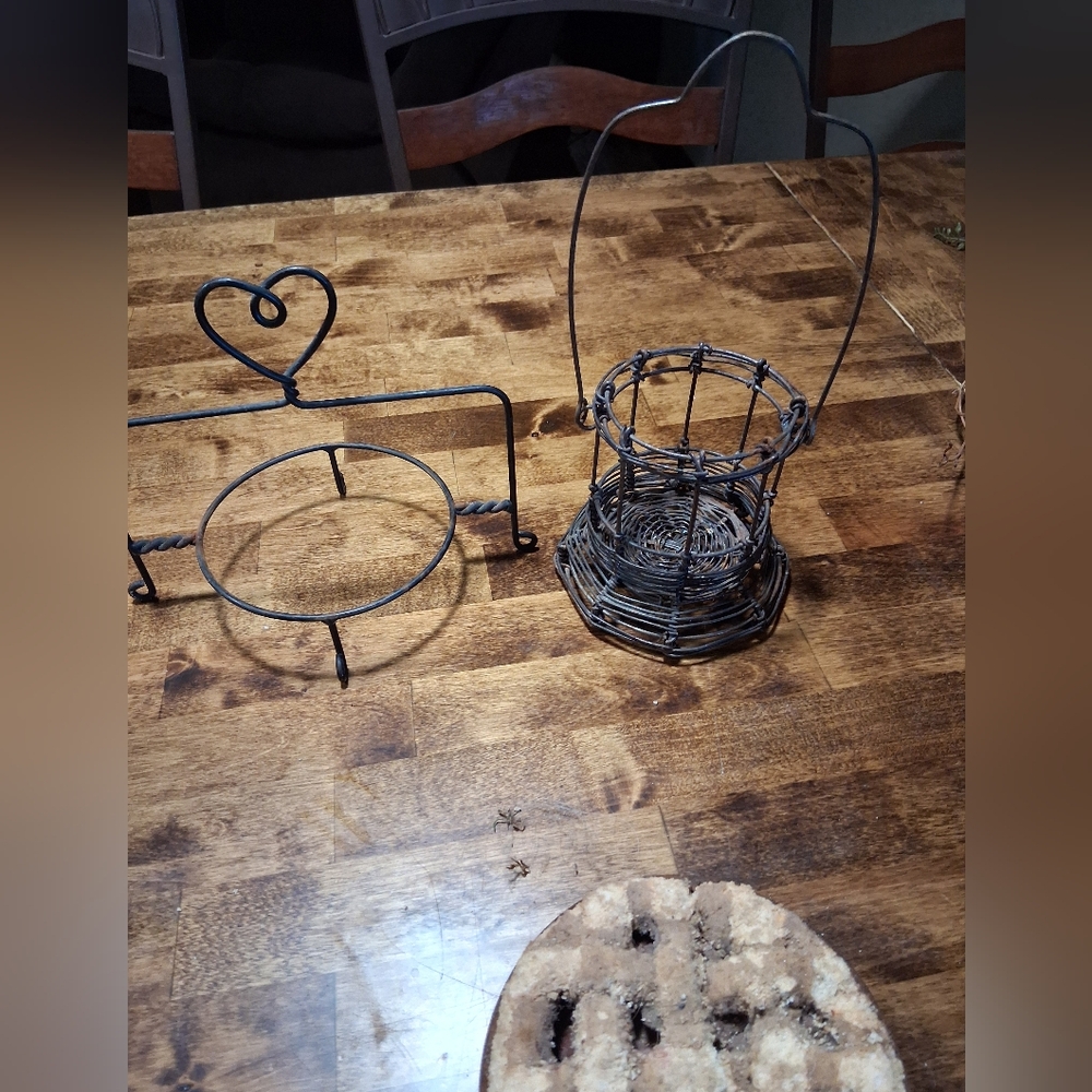 Black Metal Wire Baskets and Stand